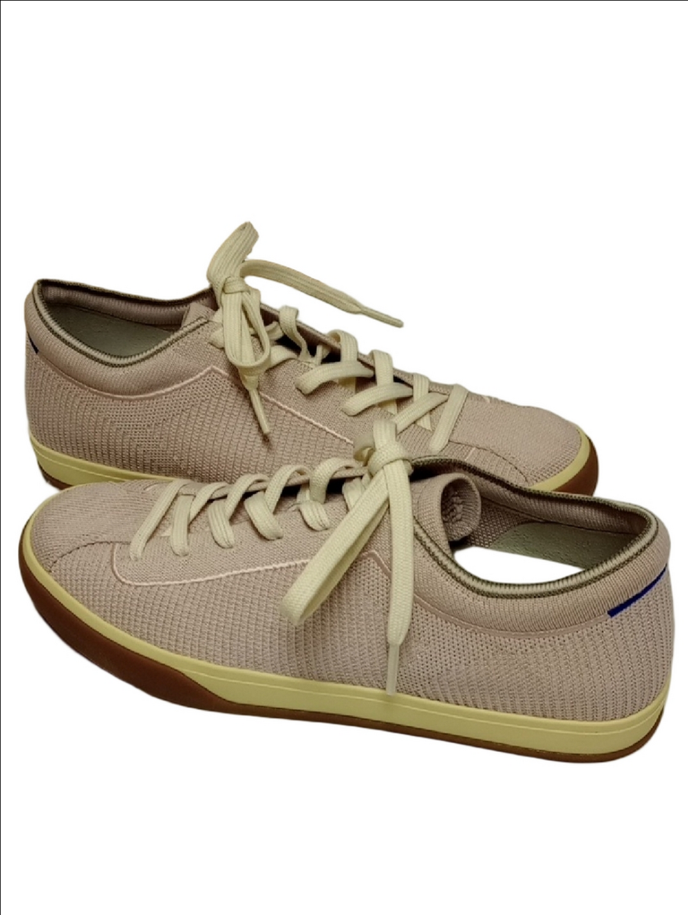 ROTHY'S "THE LACE UP" LIGHT PINK WASHABLE SNEAKERS WITH OFF WHITE SHOE LACES